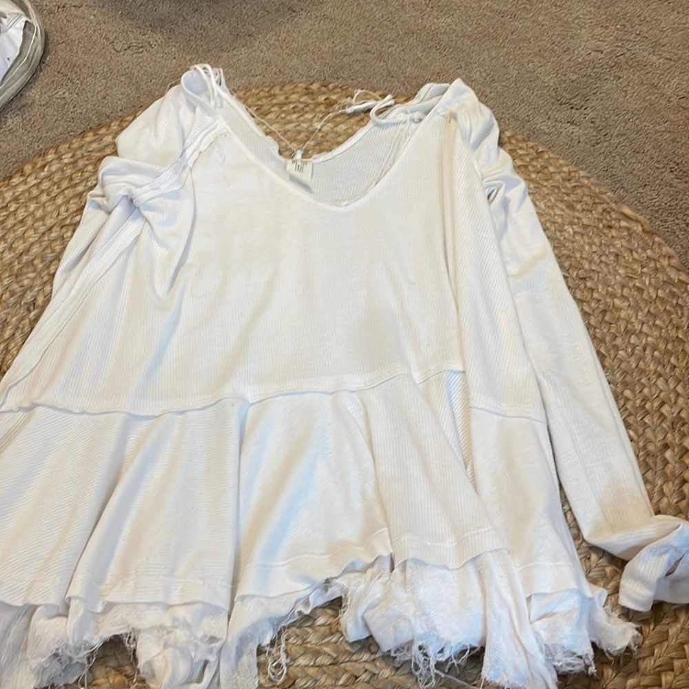 Free People White Flowy Shirt
